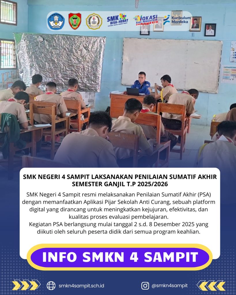 SMK Negeri 4 Sampit Laksanakan Penilaian Sumatif Akhir Semester Ganjil Tahun Pelajaran 2025/2026